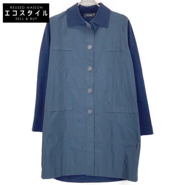 CIVIDINI チヴィディーニ ネイビー ニット切り替えスプリングコート  