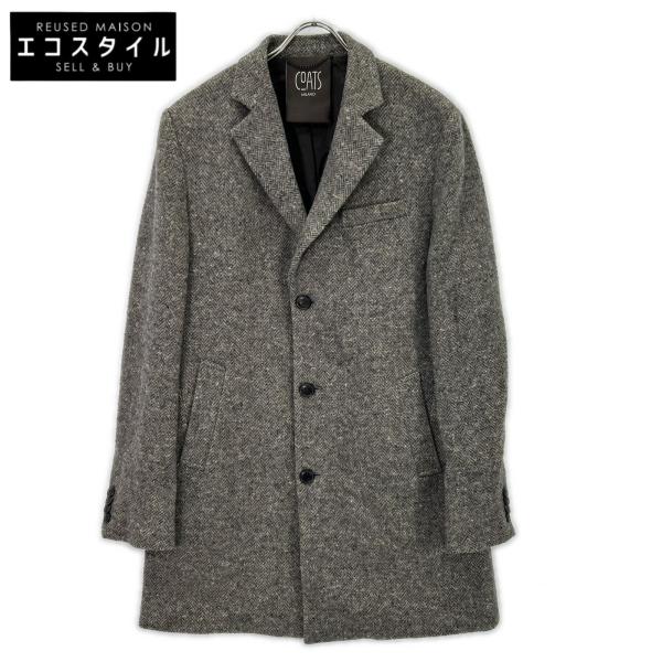 COATS MILANO コーツミラノ グレー ウール ヘリンボーン チェスターコート 50 COATS MILANO コーツミラノ グレー ウール ヘリンボーン チェスター