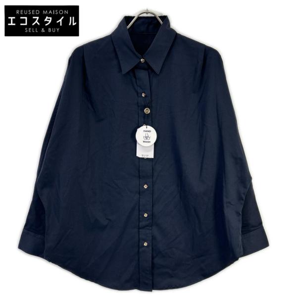 Loungedress ラウンジドレス ネイビー 金釦 長袖シャツ ネイビー Free トップス ポリエステル レディース 中古