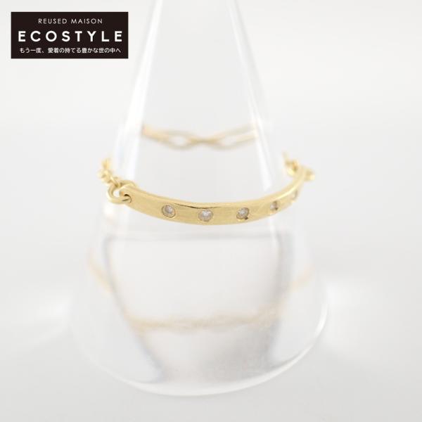美品 hum ハム K18GG 0.02ct 5Pダイヤモンド チェーン リング・指輪 12