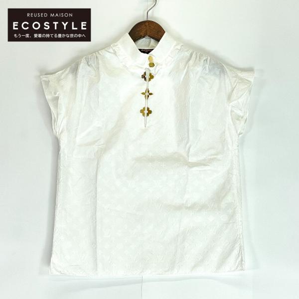 ルイヴィトン ﾎﾜｲﾄ 1A5M05 ﾌﾞﾗｳｽ 36 国内正規/ LOUIS VUITTON ルイ・ヴィトン 1A5M05 フリルブラウス
