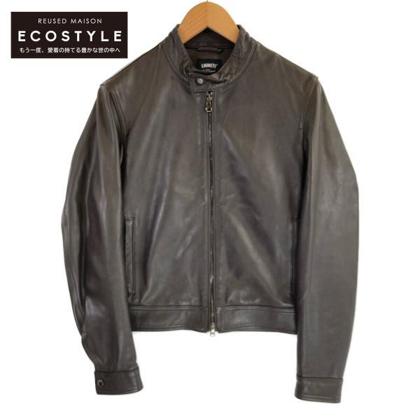 【極美品】EMMETI JURI　ラムスキンシングルライダースジャケット 46 EMMETI エンメティー GIAPPONE-078 JURI ラムスキン ライダース