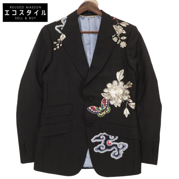 GUCCI（グッチ） 444321 ブラック 刺繍 シングルジャケット ジャケット