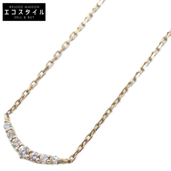 ageteアガット K10PG ダイヤモンド0.05ct 三日月ネックレス agete 美品 アガット K10 0.05 三日月モチーフ ダイヤモンド