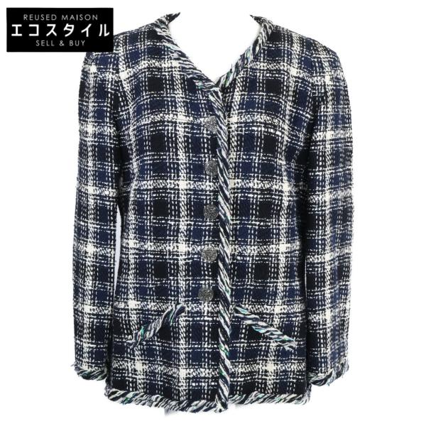 極美品　CHANELシャネル　ブレード　花柄　ココマーク ツイード　ジャケット 60197-d1.jpg