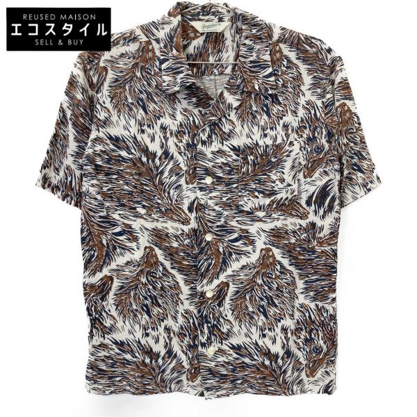 TENDERLOIN テンダーロイン ウルフ オープンカラーシャツ ブラウン XS