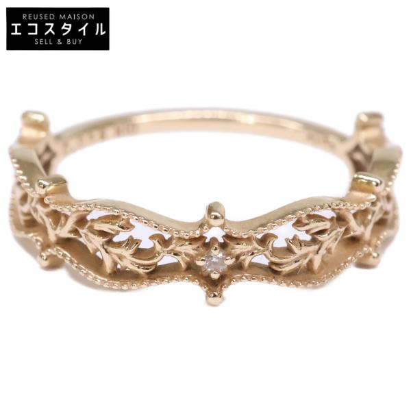 agete 美品 アガット K10 0.005 透かし ダイヤモンド リング 指輪