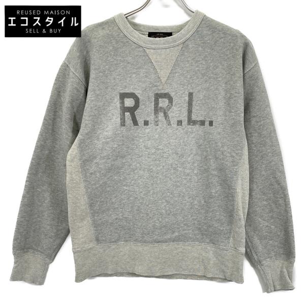【美品】RRL スウェット ビッグロゴ 両Vガゼット 裏起毛 L. RRL ダブルアールエル ビッグロゴ 両Vガゼット 裏起毛クルーネック