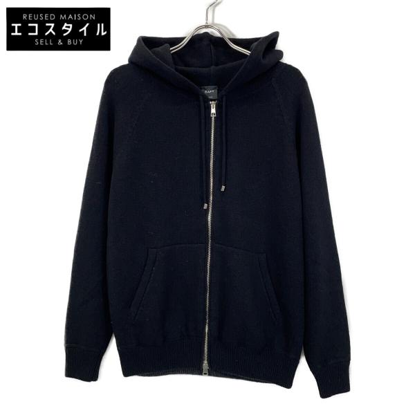 bafy メンズパーカー　ウール100% 美品 BAFY バフィー ブラック ウール ジップアップ ニットパーカー 48