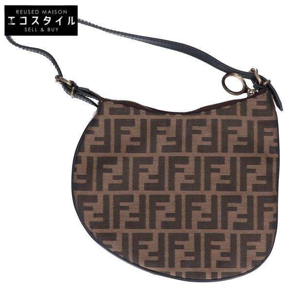 FENDI（フェンディ） 8BR248 ズッカ×ハラコ サドルバッグ ハンドバッグ
