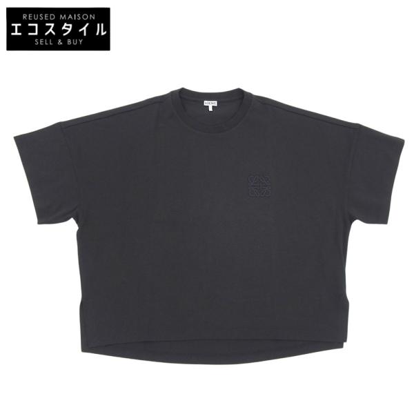 ロエベ 新品同様 アナグラム クロップド丈 コットンTシャツ トップス レディース ブラック XS S359341XA4 XS LOEWE（ロエベ） 新品同様 アナグラム クロップド丈 コットンTシャツ