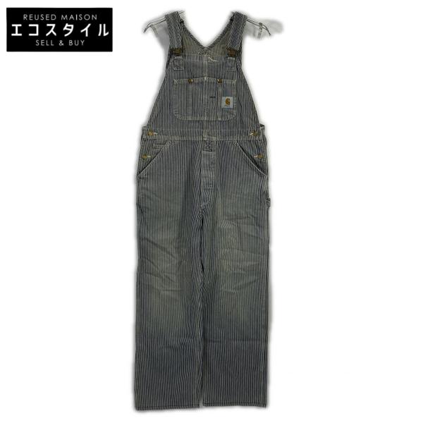 カーハート　Carhartt ヒッコリーオーバーオール　30×34 Carhartt（カーハート） ブルー 90's USA製 ストライプ ヒッコリー