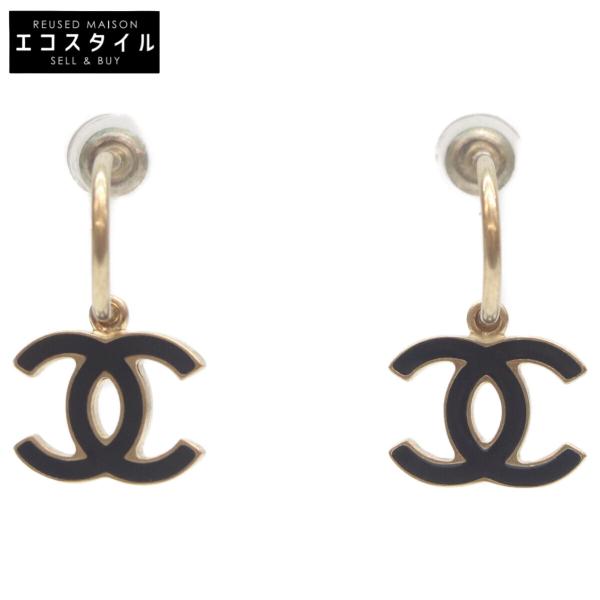 CHANEL（シャネル） 10P 黒 エナメルココマーク フープピアス