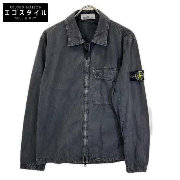 STONE ISLAND ストーンアイランド 8015119WN 24SS OLD EFFECT BRUSHED COTTON OVERSHIRT ブラック M トップス コットン メンズ 中古