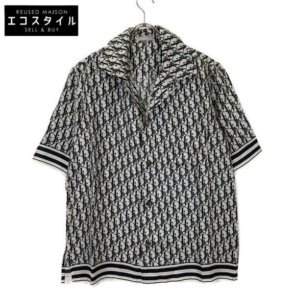 Dior ネイビー 半袖シャツ 左胸ポケット付き オックスフォード半袖シャツ FB4511U－8 ネイビー| 作業服