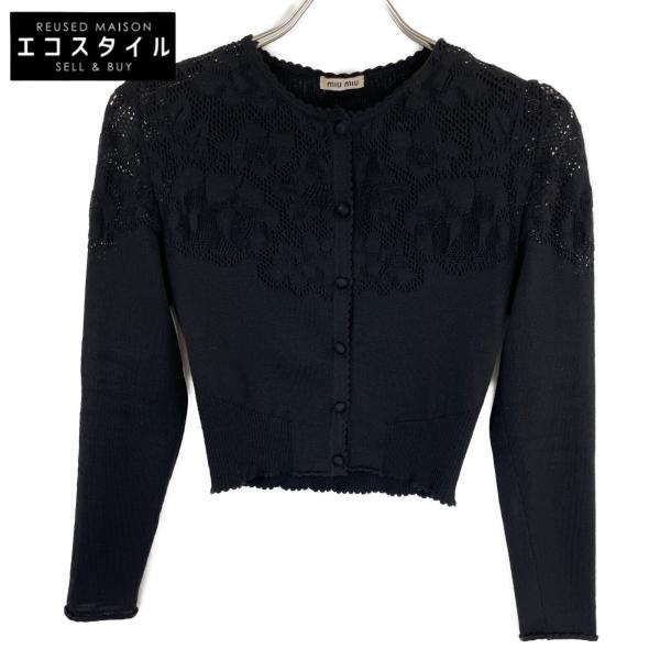 MIU MIU ブラックカーディガン 中古・古着通販】MIU MIU (ミュウミュウ) カーディガン ブラック
