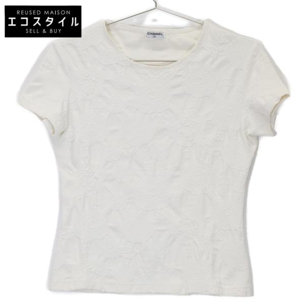 CHANEL シャネル 98P P11126 ホワイト カメリア半袖Tシャツ 表記