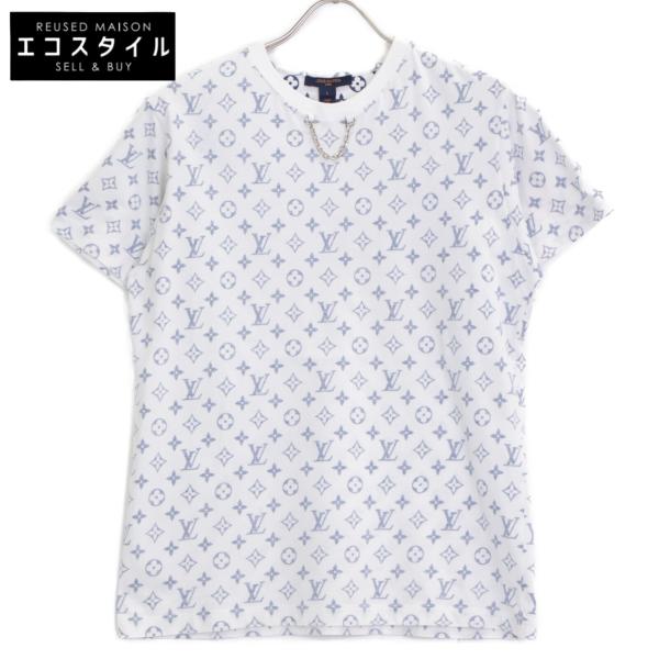 ルイヴィトン 半袖　ホワイト×ネイビー LVエスカルプリンテッドTシャツ 中古・古着通販】LOUIS VUITTON (ルイ ヴィトン) LVエスカルプリン