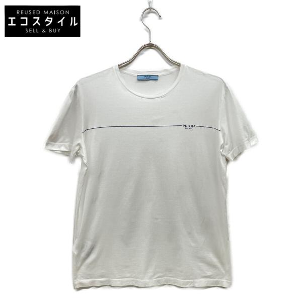 プラダ 19SS ﾎﾜｲﾄ 39507 ｺｯﾄﾝ ﾛｺﾞ Tｼｬﾂ 42 wine-king_2888800000017974