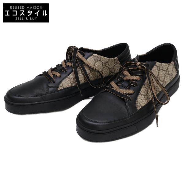 GUCCI 美品/ グッチ 386752 GGスプリーム x レザー ローカット