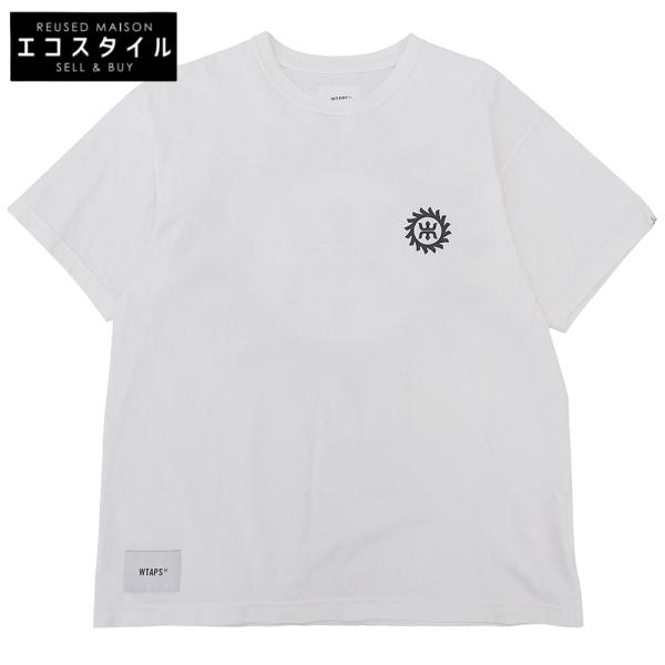 WTAPS ダブルタップス コットン 半袖 Tシャツ トップス メンズ ホワイト X 01 241ATDTーCSM27 24年