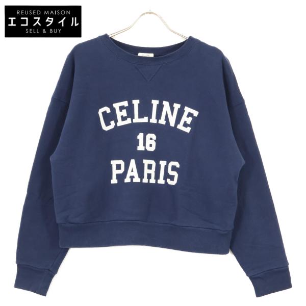 CELINE（セリーヌ） 2Y09E649W ネイビー クラック加工 スウェットロゴ