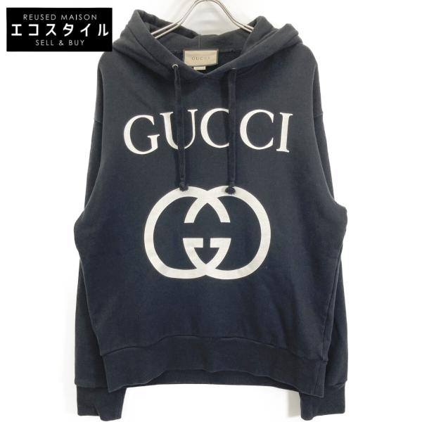 【美品】GUCCI グッチ インターロッキングG フーデッドパーカー ブラック 美品】GUCCI グッチ インターロッキングG フーデッドパーカー ブラック
