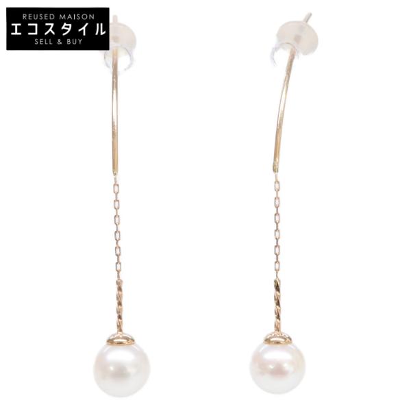 agete（アガット） 美品 K10 パール チェーン ピアス イエローゴールド