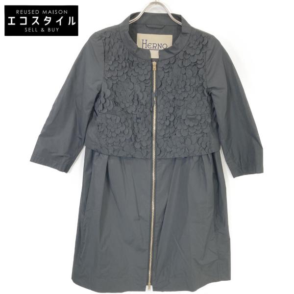 HERNO（ヘルノ） ブラック CA0072D フラワーデザイン ニーレングス