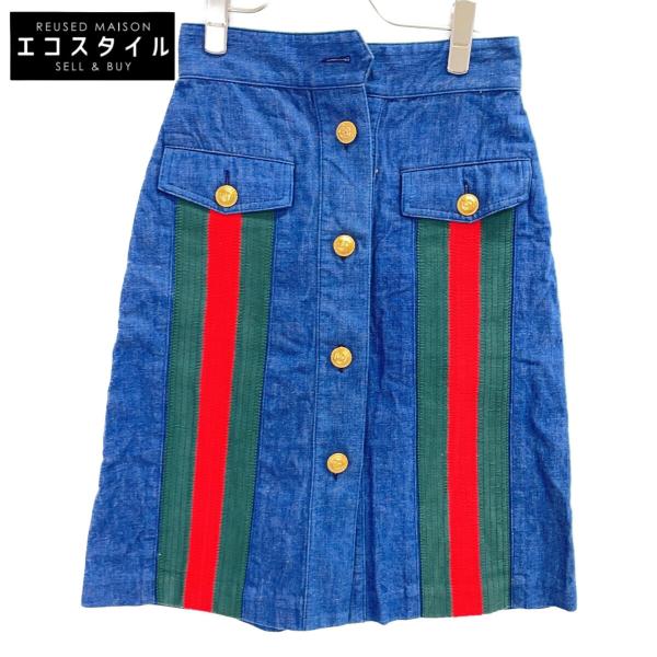 GUCCI（グッチ） 573410 シェリーライン デニム スカート インディゴ