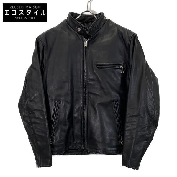 Lサイズ/美品●Schott ショット 641 シングル ライダース 38 黒 SCHOTT（ショット） 641 ブラック 裏ボア シングルライダース