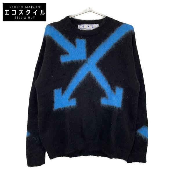 OFF-WHITE オフホワイト OMHA036F20KNI002 ブラック×ブルー モヘア ニットカーディガン XS OFF-WHITE オフホワイト OMHA036F20KNI002 ブラック×ブルー モヘア