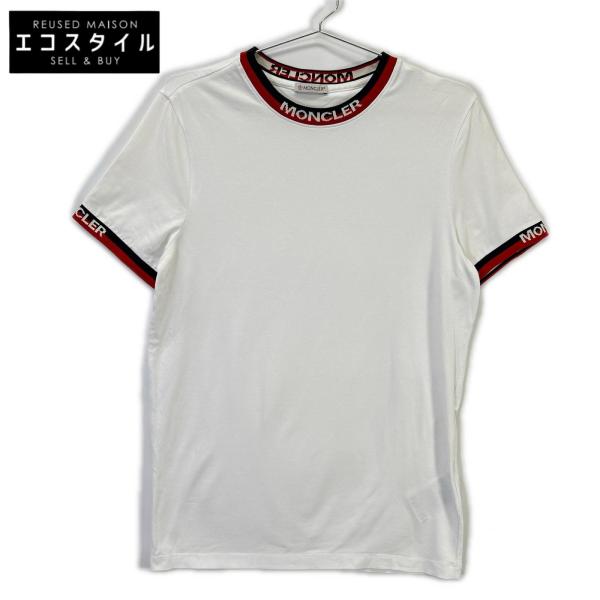 MONCLER（モンクレール） ホワイト×レッド ロゴライン Tシャツ