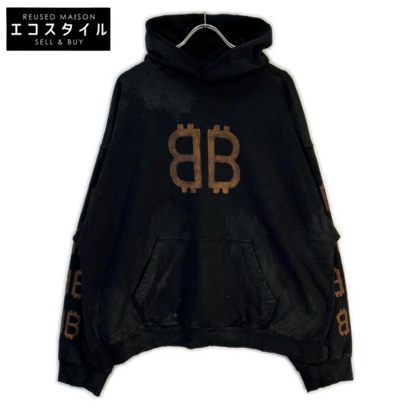 BALENCIAGA バレンシアガ 【国内正規/23年製】742603 TOVN7 BBプリント ダメージ加工 プルオーバー パーカー M BALENCIAGA（バレンシアガ） 国内正規/23年製 742603 TOVN7 BBプリント