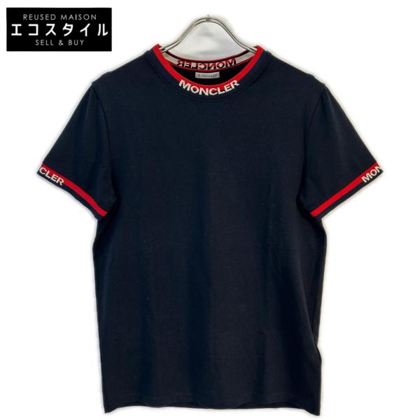MONCLER（モンクレール） ネイビー×レッド ロゴライン Tシャツ S