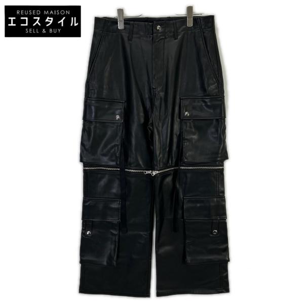 HARE ハレ HA010079TO ブラック フェイクレザー 2WAYポケット カーゴパンツ ブラック S ボトムス フェイクレザー メンズ 中古