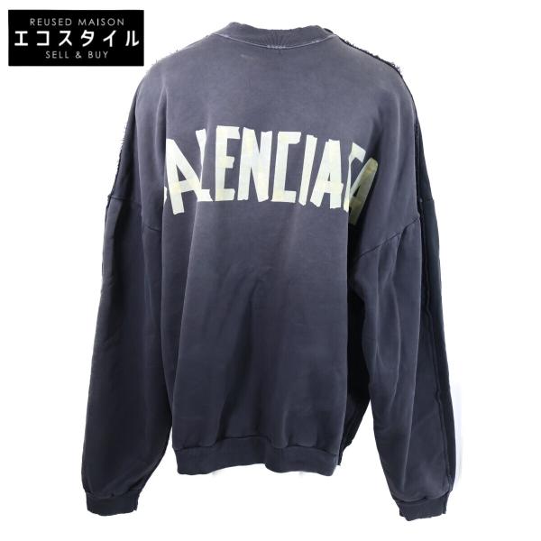 BALENCIAGA バレンシアガ 【国内正規/23年製】791614 Double Front Crew ダブルフロント ダメージ加工 クルーネック スウェットシャツ S BALENCIAGA（バレンシアガ） 国内正規/23年製 791614 Double Front