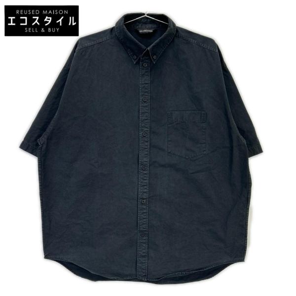 BALENCIAGA バレンシアガ 22年製 738761 ブラック TNM60 S/Sシャツ 37 BALENCIAGA（バレンシアガ） 22年製 738761 ブラック TNM60 S/Sシャツ