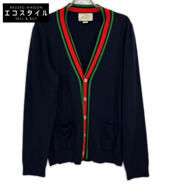 GUCCI グッチ 576806 ネイビー ウールカーディガン L GUCCI（グッチ） 576806 ネイビー ウールカーディガン ネイビー L