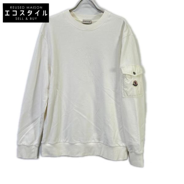 MONCLER モンクレール 24年 ホワイト FELPA ロゴ スウェットシャツ XL MONCLER（モンクレール） 24年 ホワイト FELPA ロゴ スウェットシャツ