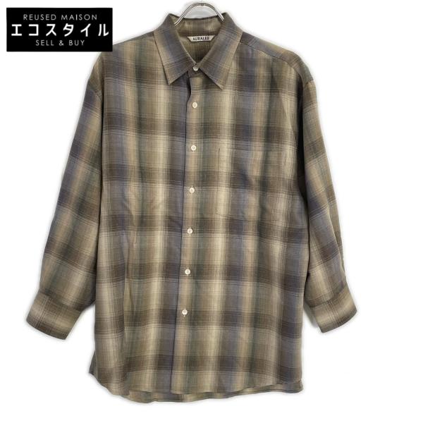 AURALEE オーラリー 25AW A25AS01LC ベージュ SUPER LIGHT WOOL CHECK SHIRT ロングスリーブシャツ 3 AURALEE（オーラリー） 25AW A25AS01LC ベージュ SUPER LIGHT WOOL