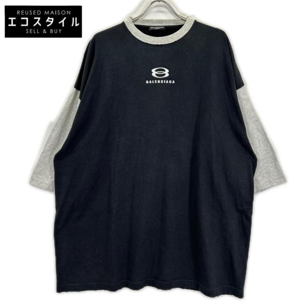 BALENCIAGA（バレンシアガ） 21SS 699190 ロゴ刺繍UNITY7分袖Tシャツ