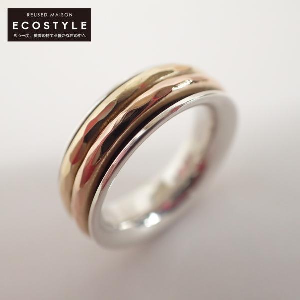 新品同様 MALCOLM BETTS マルコムベッツ moving ring 22K/925 2連回転 ハンマリング・指輪 レディース