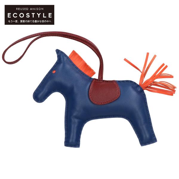 【美品】Hermes チャーム ロデオ MM ブラウン×レッド×ライトブルー HERMES エルメス チャーム ロデオ RODEO PM H064929CA