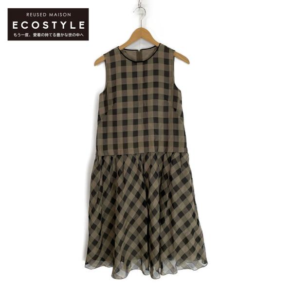 10.8万✨美品 フォクシー リネンワンピース 限定色 アンティークローズ 38 FOXEY フォクシー ブラウン 39779 チェック Dress Palette