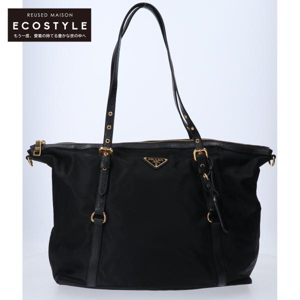 PRADA ブラック トートバッグ ハンドバッグ PRADA（プラダ） BR4253 TESSUTO＋CINGHIA ナイロン/レザー 2WAY