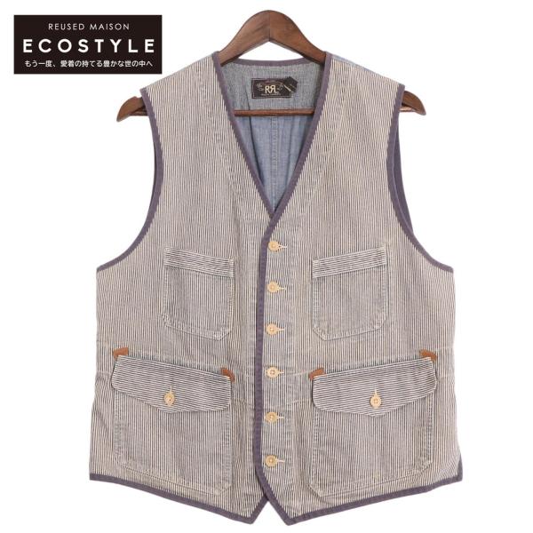 ダブルアールエル ヒッコリー×シャンブレー フラップポケット ベスト  RENNES WAISTCOAT VEST L wine-king_2889900000089551