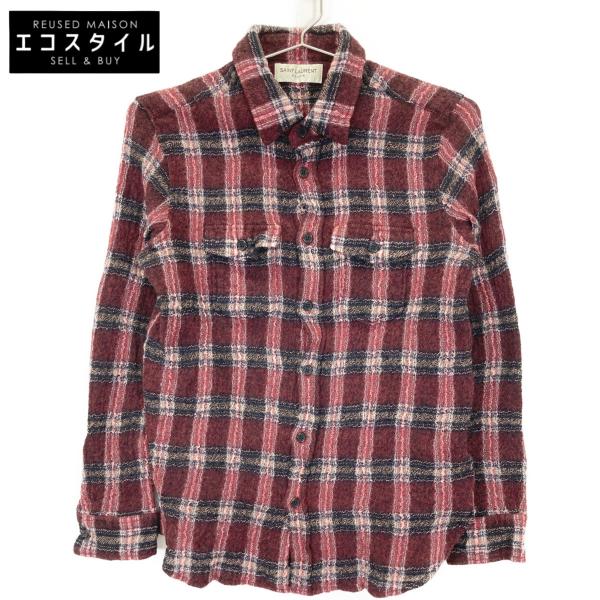SAINT LAURENT PARIS 14aw 赤チェックニットL SAINT LAURENT PARIS サンローランパリ 529373 赤チェック