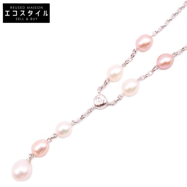 ○ミキモト ネックレスk18 1Pダイヤモンド MIKIMOTO ミキモト パール 真珠 1P ダイヤモンド ネックレス K18