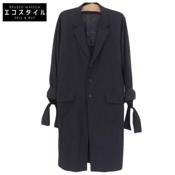 【中古】ヨウジヤマモトプールオム 24SS GABARDINE N-TIED SLEEVE CUFF LJ ロングジャケット コート 2 ブラック wine-king_2889900000095926